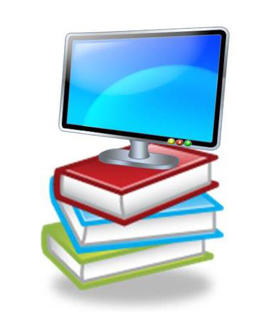 Display monitor on a stack of books Display monitor on a stack of books